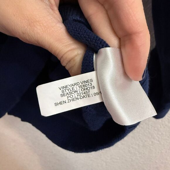 VINEYARD VINES MEN'S COTTON CASHMERE V NECK NAVY SWEATER SIZE M - Picture 4 of 4